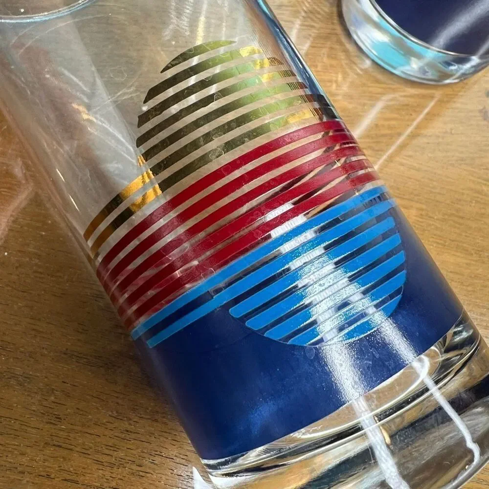 Anchor hocking  Vintage Mid-Century Modern Highball Glasses Set of 4 Retro Red B